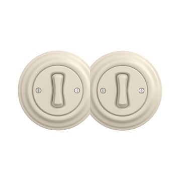 Reblig - Double Retro Single-Pole Switch with Frame No. 1, Beige