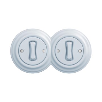 Reblig - Double retro single-pole switch with frame No. 1, blue
