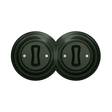 Reblig - Double Retro Single-Pole Switch with Frame No. 1, Green