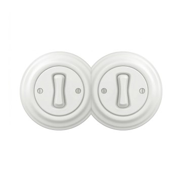 Reblig - Double Retro Single-Pole Switch with Frame No. 1, Snow White