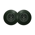 Reblig - Double retro-style domestic SCHUKO socket with frame, 230 V, green