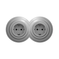 Reblig - Double retro-style SCHUKO household socket with frame, 230V, grey