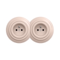 Reblig - Double retro wall outlet with frame 230V, vintage rose