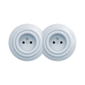 Reblig - Double retro wall socket with frame, 230V, blue