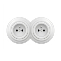 Reblig - Double Retro Wall Socket with Frame, 230V, Snow White