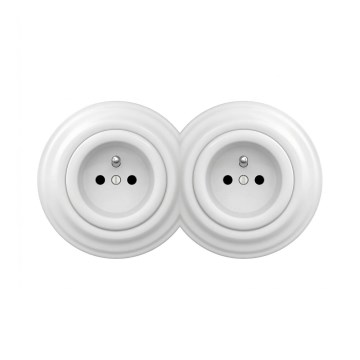 Reblig - Double Retro Wall Socket with Frame, 230V, Snow White