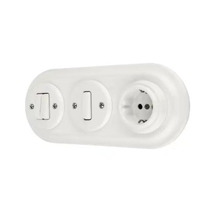 Reblig - Porcelain Retro Domestic Socket, Frameless, 250V/16A, White
