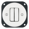 Reblig - Porcelain Retro Double Switch, Frameless, No. 6+6, White