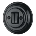 Reblig - Porcelain Retro Double Switch with Frame No. 6+6, Black