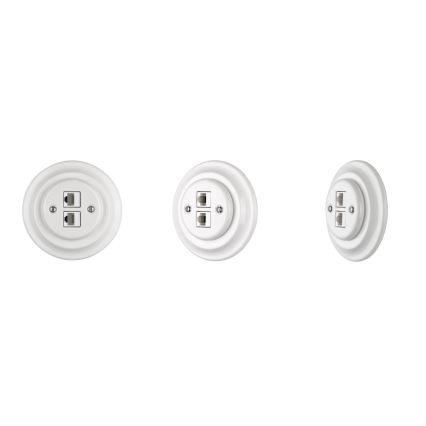Reblig - Porcelain Retro Frameless Ethernet Wall Socket 2x CAT5e White