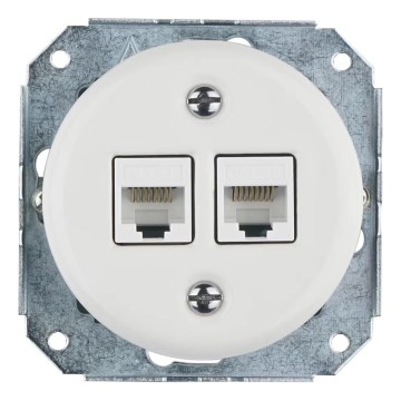 Reblig - Porcelain Retro Frameless Ethernet Wall Socket 2x CAT5e White