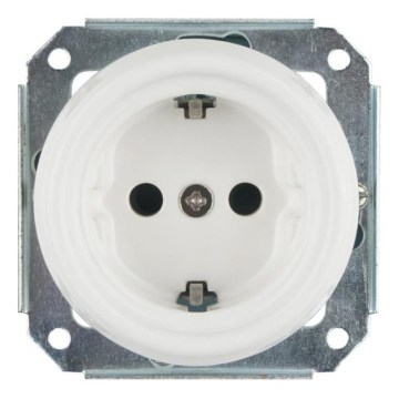 Reblig - Porcelain retro frameless SCHUKO domestic socket 250V/16A white