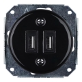 Reblig - Porcelain Retro Frameless USB Charging Outlet, 2× USB-A, Black