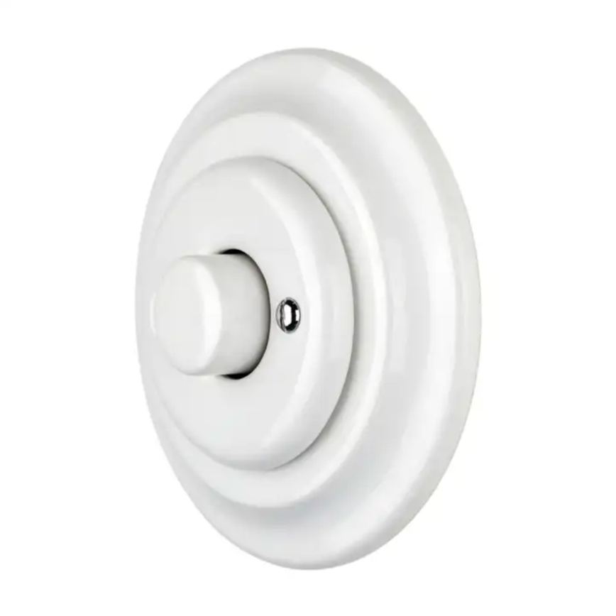 Reblig - Porcelain Retro Rotary Dimmer Switch with Frame 250V/10A White