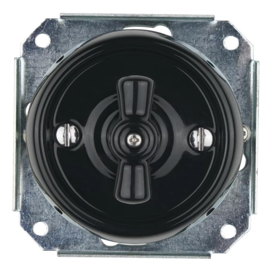 Reblig - Porcelain Retro Rotary Switch, Frameless, č. 7, Black
