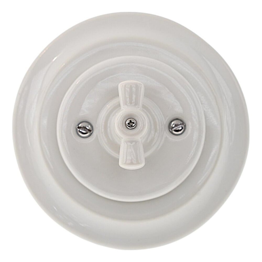 Reblig - Porcelain retro rotary switch with frame č. 1 white