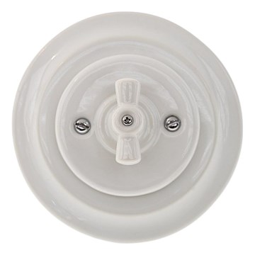 Reblig - Porcelain Retro Rotary Switch with Frame No. 7, White