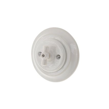 Reblig - Porcelain Retro Rotary Switch with Frame No. 7, White