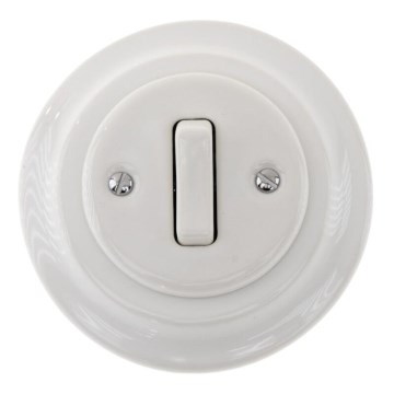 Reblig - Porcelain Retro Single-Gang Doorbell Switch with Frame, White