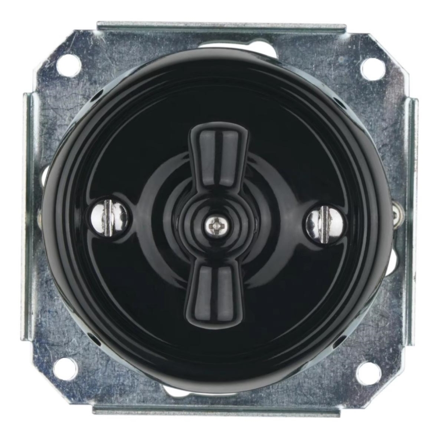 Reblig - Porcelain retro-style rotary switch, frameless, č. 1, black