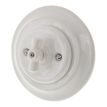 Reblig - Porcelain Retro-Style Rotary Switch with Frame No. 5, White