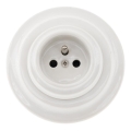 Reblig - Porcelain retro-style wall outlet with decorative frame, 250V/16A, white