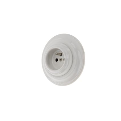 Reblig - Porcelain retro-style wall outlet with decorative frame, 250V/16A, white