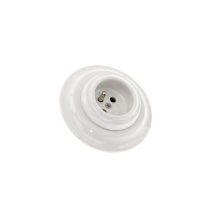 Reblig - Porcelain retro-style wall outlet with decorative frame, 250V/16A, white