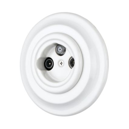Reblig - Porcelain Retro TV/SAT-W Socket with Frame, White