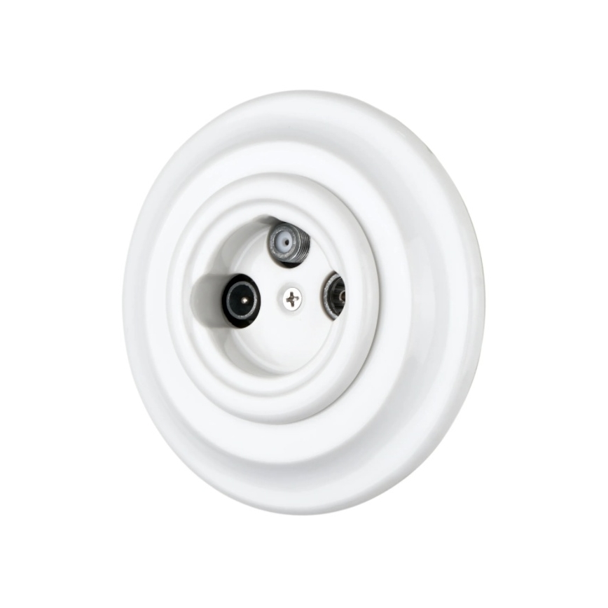 Reblig - Porcelain Retro TV/SAT-W Socket with Frame, White