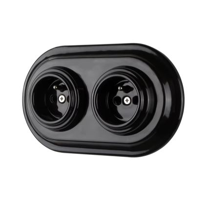 Reblig - Porcelain Retro Wall Socket, Frameless, 250V/16A, Black