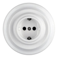 Reblig - Porcelain retro wall socket with frame, SCHUKO 250V/16A, white