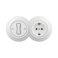 Reblig - Retro 1-gang single-pole switch and SCHUKO 230 V outlet with snow-white frame