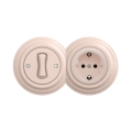 Reblig - Retro 1-gang single-pole switch and SCHUKO 230V socket with frame, dusty rose