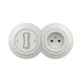 Reblig Retro 1-gang single-pole switch No. 1 and 230V socket with ceramic frame, white
