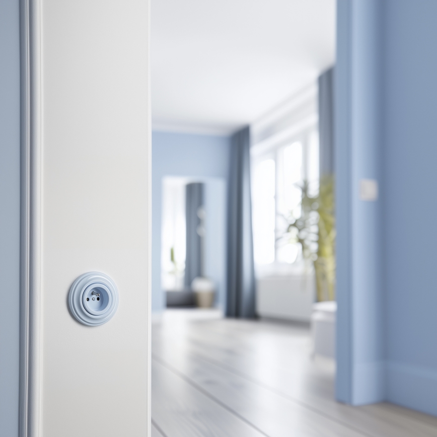 Reblig - Retro 230V wall outlet with frame, blue