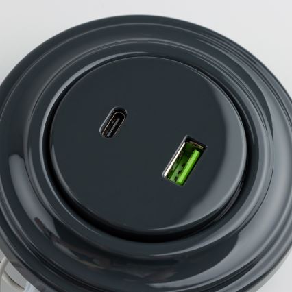 Reblig - Retro A+C USB Outlet with Anthracite Frame