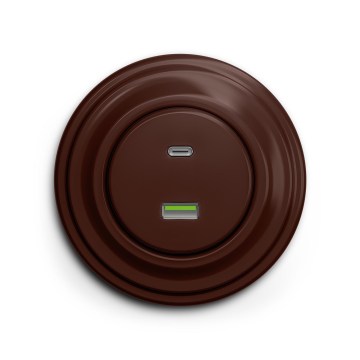 Reblig - Retro A+C USB Outlet with Frame, Brown