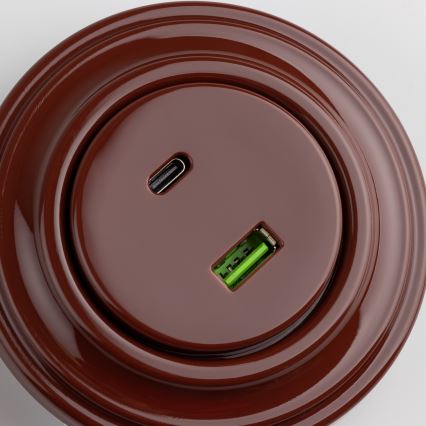 Reblig - Retro A+C USB Outlet with Frame, Brown