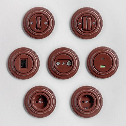 Reblig - Retro A+C USB Outlet with Frame, Brown