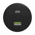 Reblig - Retro A+C USB Socket, Frameless, Black