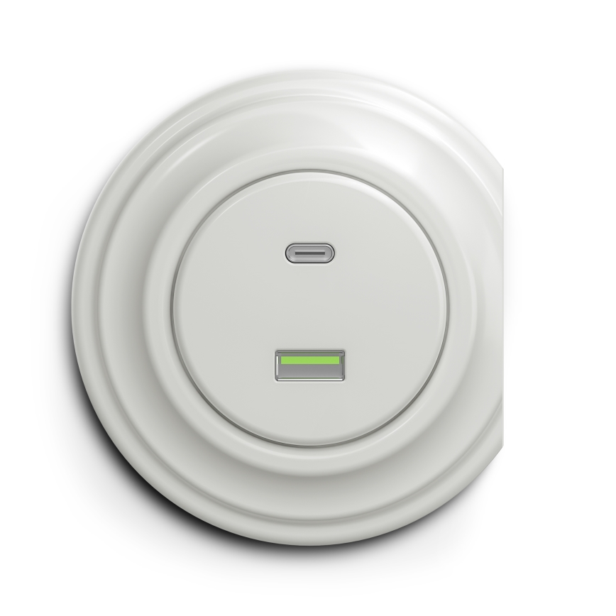 Reblig - Retro A+C USB Socket, Frameless Ceramic, White