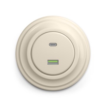 Reblig - Retro A+C USB Socket with Frame, Beige