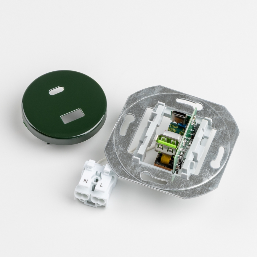Reblig - Retro A+C USB Socket with Frame, Green