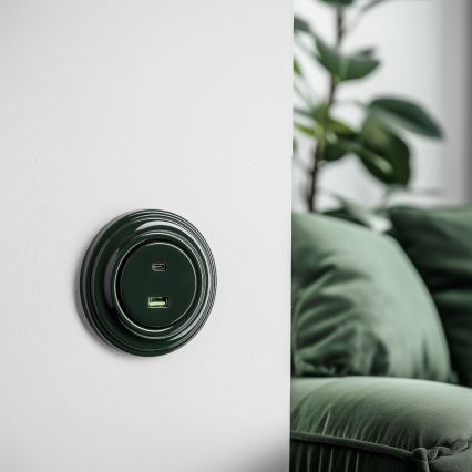 Reblig - Retro A+C USB Socket with Frame, Green