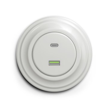 Reblig - Retro A+C USB Wall Outlet with Frame, White Ceramic