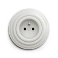 Reblig - Retro ceramic 230V wall socket with frame, white