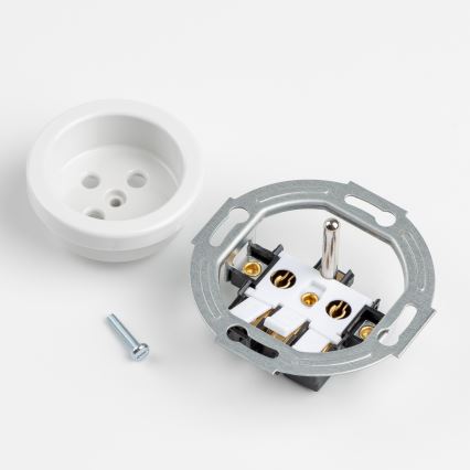 Reblig - Retro ceramic 230V wall socket with frame, white