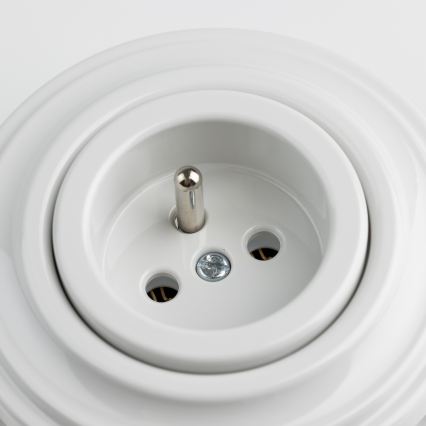 Reblig - Retro ceramic 230V wall socket with frame, white