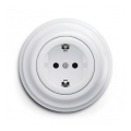 Reblig - Retro domestic SCHUKO socket with frame 230V/16A, snow white